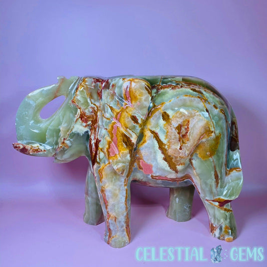 Banded Calcite Elephant XXXL Carving