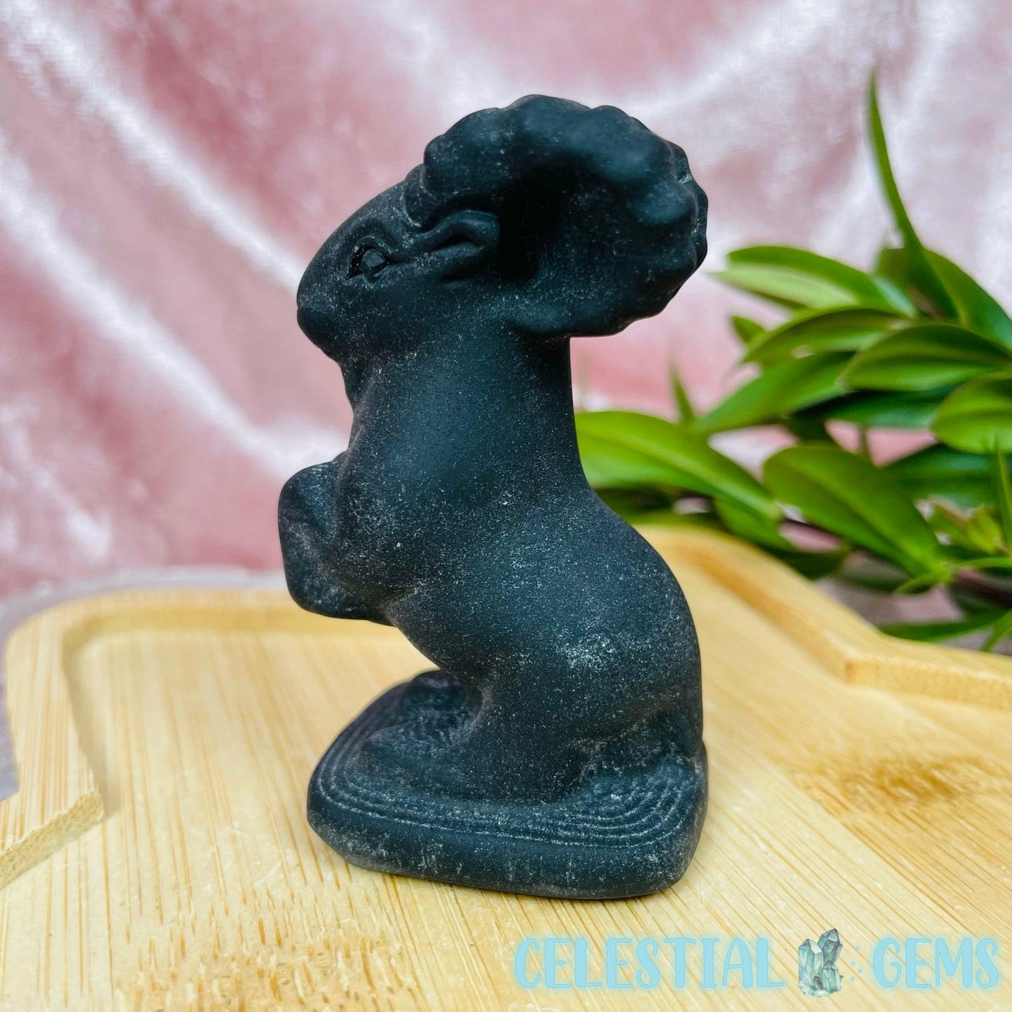 Obsidian Standing Goat Medium Carving