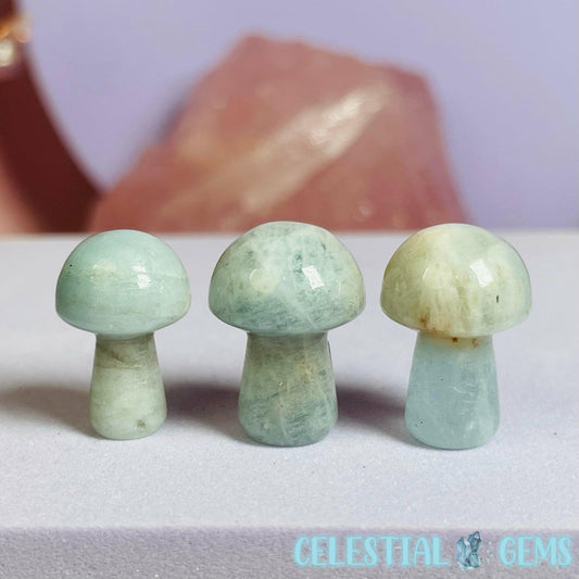 Aquamarine Mushroom Mini Carving