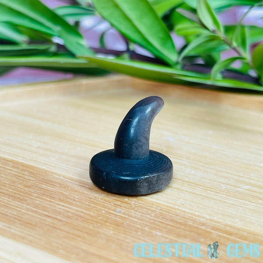 Silver Sheen Obsidian Witch Hat Tiny Carving