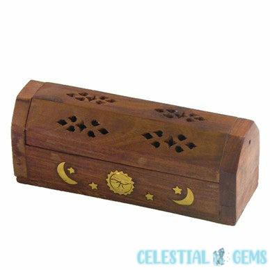 Shorties™ Celestial Wooden Coffin Incense Stick Burner & Holder