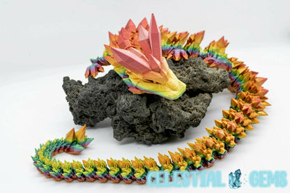 3D Printed Rainbow Crystal Dragon Small 48cm